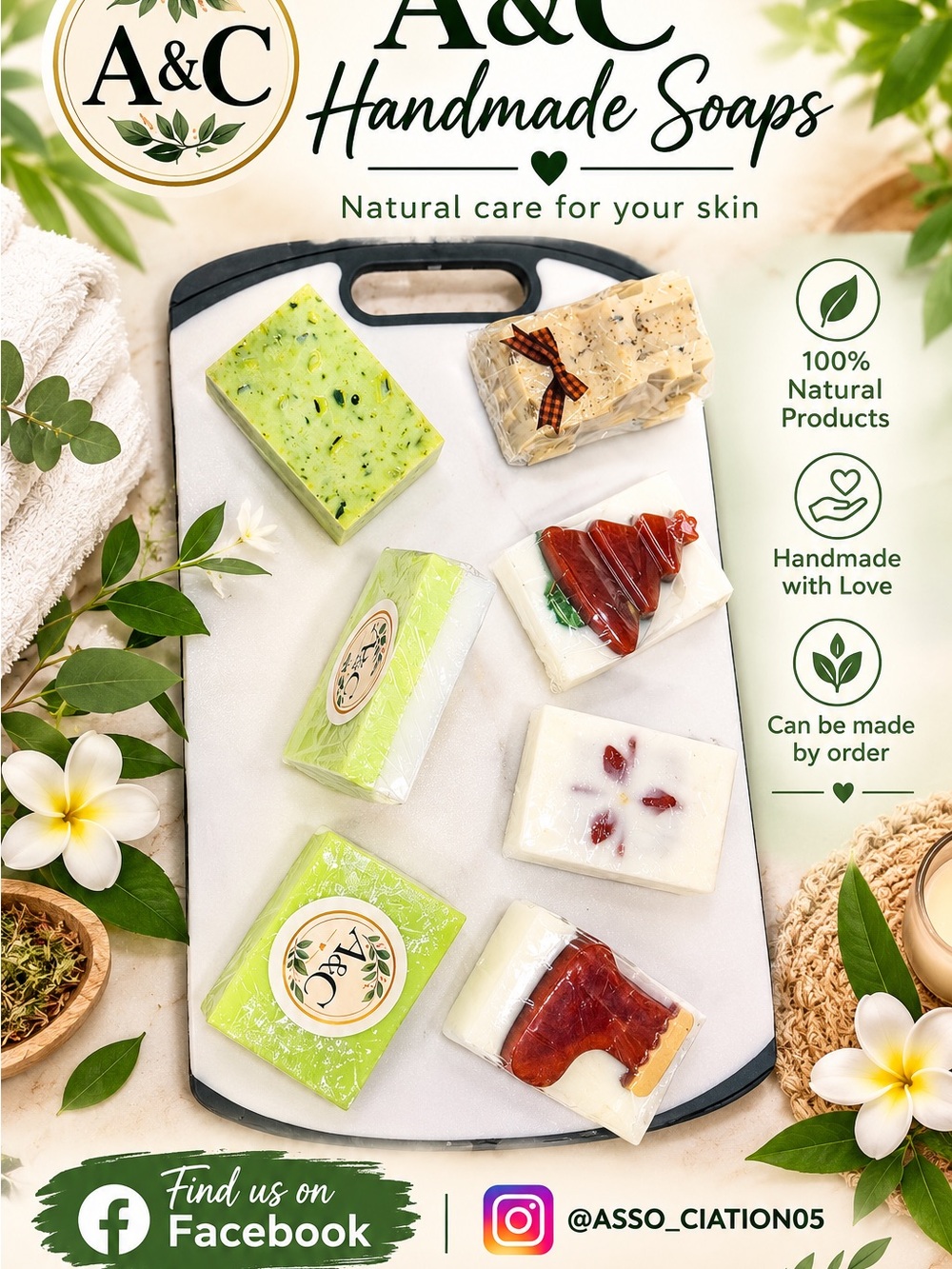Handmade soaps for 15—you can place your order.